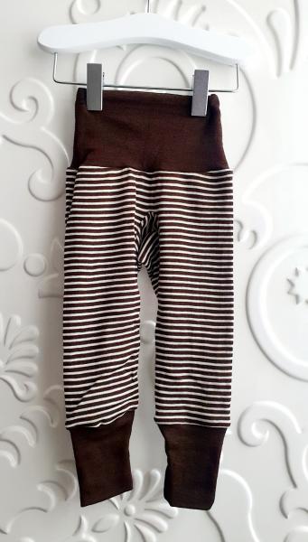 Cosilana Baby-Hose mit Bund Wolle/Seide BRAUN-NATUR GESTREIFT